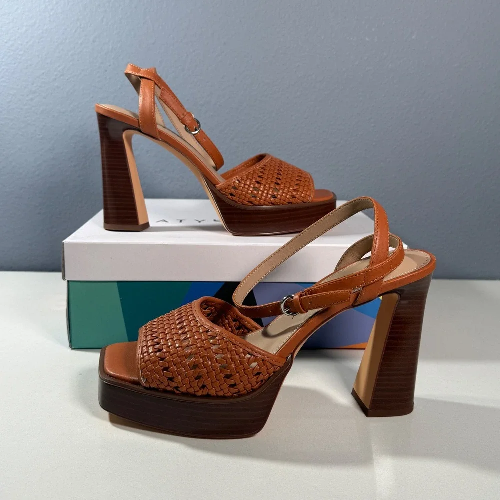 Katy Perry‎ The Steady Ankle Strap Women 9 Ginger Biscuit New Woven Platform